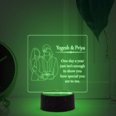 Couple Night Lamp with Multicolored Light Customized with Name Gift for Loveable Person